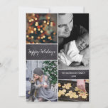 Chalkboard Gepersonaliseerd meerdere kerstfoto's Feestdagenkaart<br><div class="desc">Je mooie familiefoto's verdienen het om deze kerst te worden gedeeld, terwijl je hartelijke wensen stuurt. Pas dit moderne collage flat-card-ontwerp aan en pas het aan met de achternaam en de groet van uw familie. Dit is een verticaal formaat, hebben wij ook een horizontale versie. Een meervoudige foto kerstfeestkaart met...</div>