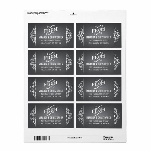 Chalkboard gepersonaliseerde retour adreslabels etiket (Full Sheet)