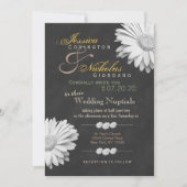  Chalkboard Gerbera Floral Wedding Invites Kaart (Voorkant)
