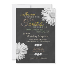  Chalkboard Gerbera Floral Wedding Invites
