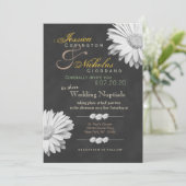  Chalkboard Gerbera Floral Wedding Invites Kaart (Staand voorkant)