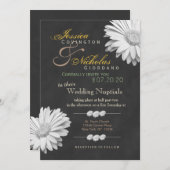  Chalkboard Gerbera Floral Wedding Invites Kaart (Voorkant / Achterkant)