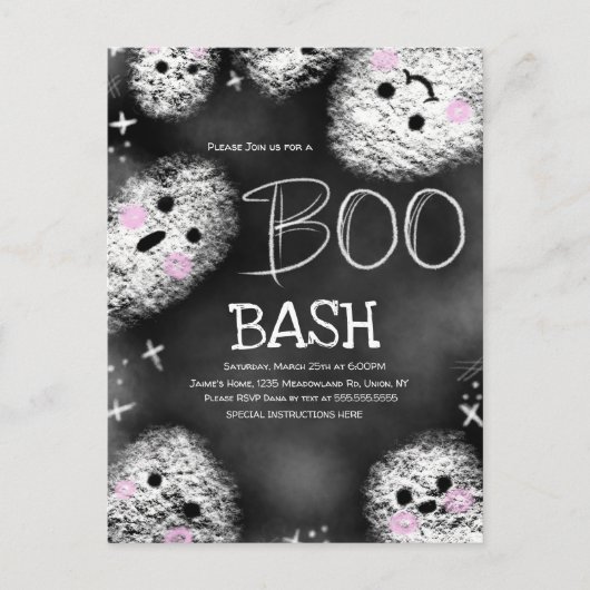 Chalkboard Ghost Boo Costume Halloween Birthday Briefkaart (Voorkant)