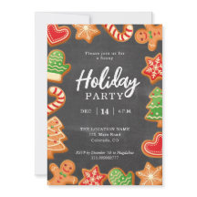 Chalkboard Gingerbrood Holiday Party Uitnodiging