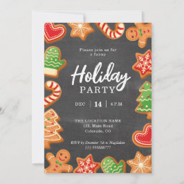 Chalkboard Gingerbrood Holiday Party Uitnodiging