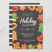 Chalkboard Gingerbrood Holiday Party Uitnodiging (Voorkant / Achterkant)