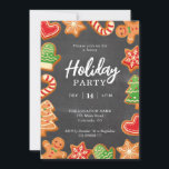 Chalkboard Gingerbrood Holiday Party Uitnodiging<br><div class="desc">Gingerbrood Cookies Holiday Party-uitnodigingskaart. Eenvoudig aan te passen.</div>