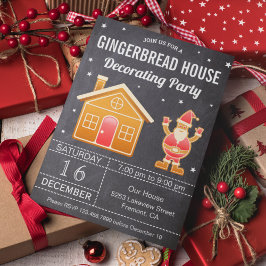 Chalkboard Gingerbrood House Decorting Party Kaart