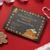 Chalkboard Gingerbrood House Decorting Party Kaart