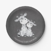 Chalkboard Giraffe Meisjes Baby shower 7" Bord (Voorkant)