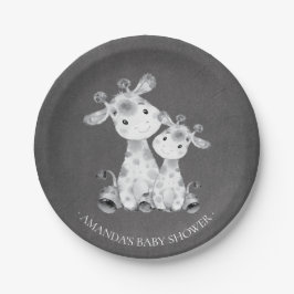 Chalkboard Giraffe Meisjes Baby shower 7" Bord