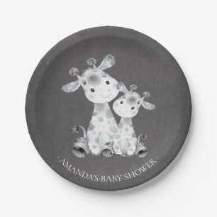 Chalkboard Giraffe Meisjes Baby shower 7" Bord