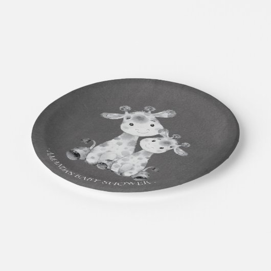 Chalkboard Giraffe Meisjes Baby shower 7" Bord (Gekanteld)