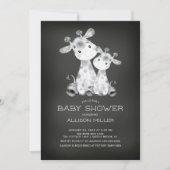 Chalkboard Giraffe Neutraal Baby shower Uitnodigin Kaart (Voorkant)