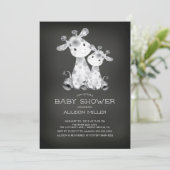 Chalkboard Giraffe Neutraal Baby shower Uitnodigin Kaart (Staand voorkant)