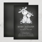 Chalkboard Giraffe Neutraal Baby shower Uitnodigin Kaart (Voorkant / Achterkant)