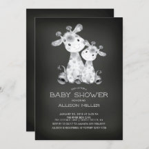 Chalkboard Giraffe Neutraal Baby shower Uitnodigin