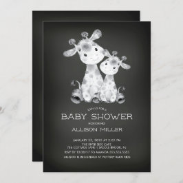 Chalkboard Giraffe Neutraal Baby shower Uitnodigin Kaart