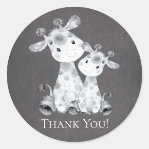 Chalkboard Giraffe Shower Dank u Favor Sticker