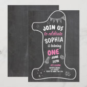 Chalkboard Girl 1st Birthday Chalk Number One Kaart (Voorkant / Achterkant)