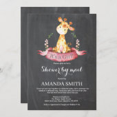 Chalkboard Girl Giraffe Baby shower per post Kaart (Voorkant / Achterkant)