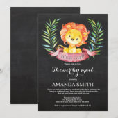 Chalkboard Girl Lion Baby shower per post Kaart (Voorkant / Achterkant)