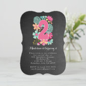 Chalkboard Girls Floral 2e verjaardag Party Invite Kaart (Staand voorkant)