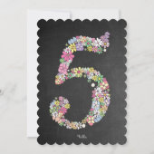 Chalkboard Girls Floral 5th Birthday Party Invite Kaart (Achterkant)