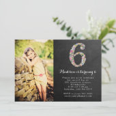 Chalkboard Girls Floral 6th Birthday Party Kaart (Staand voorkant)