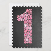 Chalkboard Girls Pink Floral 1e verjaardag Kaart (Achterkant)