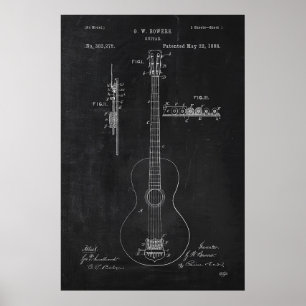 Chalkboard gitaar patent poster