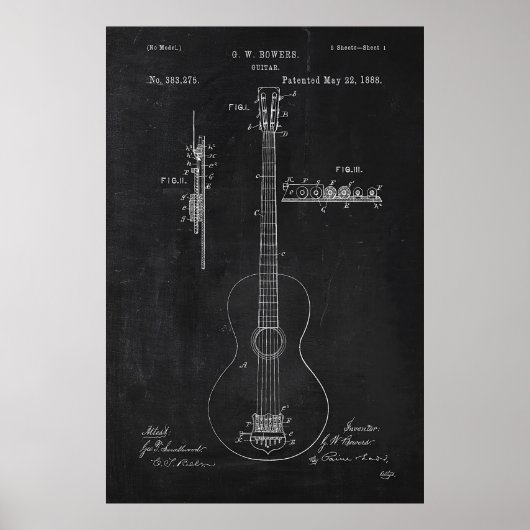 Chalkboard gitaar patent poster (Voorkant)