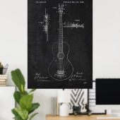 Chalkboard gitaar patent poster (Thuiskantoor)