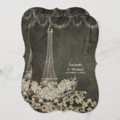 Chalkboard Glam Paris Parisian Wedding Kaart (Voorkant / Achterkant)