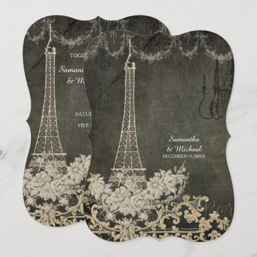 Chalkboard Glam  Paris Parisian Wedding Kaart (Voorkant / Achterkant)