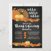 Chalkboard Gobble Turkije Thanksgiving Uitnodiging (Voorkant)