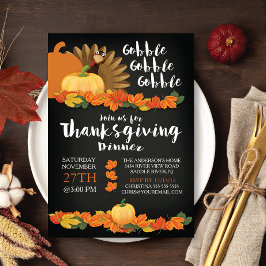 Chalkboard Gobble Turkije Thanksgiving Uitnodiging