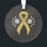 Chalkboard Gold Awareness Ribbon Ornament<br><div class="desc">Een goudbewustmakingslint met witte bloemen op een chrokbordstijl. Het gouden lintje staat voor kinderkankerbewustzijn,  COPD-bewustzijn,  embryonaal rabdomyosarcoom en bewustzijn bij neuroblastoma. September is de maand van de Bewustmaking van Kinderkanker. November is COPD Bewustmaands.</div>
