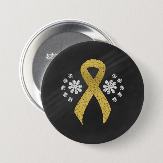 Chalkboard Gold Awareness Ribbon Ronde Button 7,6 Cm (Voorkant /achterkant)