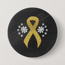 Chalkboard Gold Awareness Ribbon Ronde Button 7,6 Cm