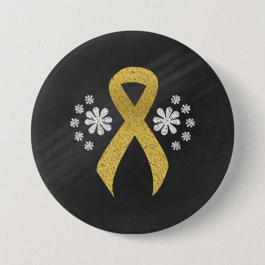 Chalkboard Gold Awareness Ribbon Ronde Button 7,6 Cm (Voorkant)