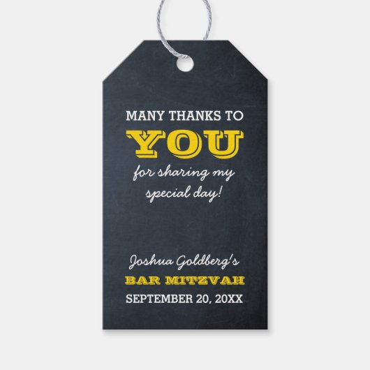Chalkboard Gold Bar Mitzvah Dank u Cadeaulabel (Voorkant)