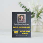Chalkboard Gold Bar Mitzvah Foto opslaan van de da Aankondigingskaart (Staand voorkant)