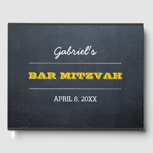 Chalkboard Gold Bar Mitzvah Gastenboek (Voorkant)