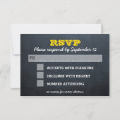 Chalkboard Gold Bar Mitzvah RSVP-kaart met Entree RSVP Kaartje (Voorkant)