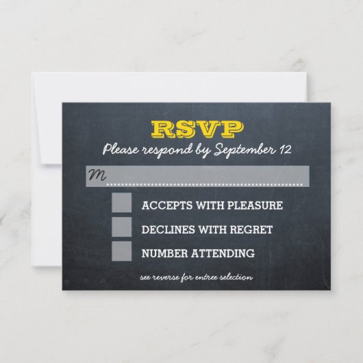 Chalkboard Gold Bar Mitzvah RSVP-kaart met Entree RSVP Kaartje (Voorkant)
