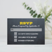 Chalkboard Gold Bar Mitzvah RSVP-kaart RSVP Kaartje (Staand voorkant)