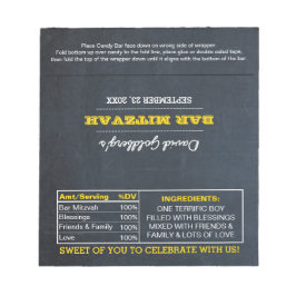 Chalkboard Gold Bar Mitzvah Snoep Wrappers Notitieblok