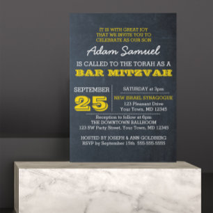 Chalkboard Gold Bar Mitzvah Uitnodiging Geen Logo
