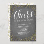 Chalkboard Gold Cheers nieuwjaarsfeest Kaart (Voorkant / Achterkant)